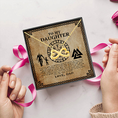 Viking To My Daughter I Want You To Believe Deep In Your Heart Infinity Heart Pendant Necklace