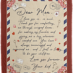 Dear Mom Love Letter Fleece Blanket - Mink Sherpa Blanket - Woven Blanket, White, Cozy Plush Fleece Blanket - 50x60