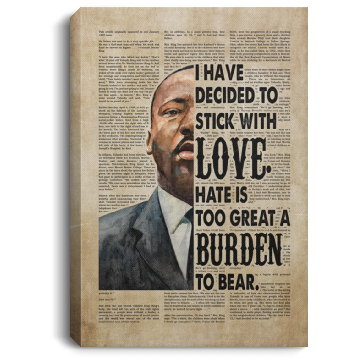 Martin Luther King Jr I Have Decided To Stick With Love Framed Canvas Prints - Inspirational Quotes Unframed Poster, White, 0.75'' Framed Canvas