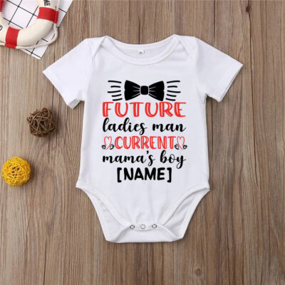 Alternative view of Personalized Future Ladies Man Current Mama's Boy Baby Onesie - Toddler Baby Infant Bodysuit