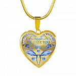 Dragonfly I Will Carry You With Me Til' I See You Again Memorial Loss Of Loved One Heart Pendant Necklace - Heart Luxury Necklace (Gold Plated)