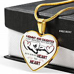 Mommy And Daughter Not Always Eye To Eye But Always Heart To Heart Mother and Daughter Heart Pendant Necklace - Heart Luxury Necklace (Gold Plated)