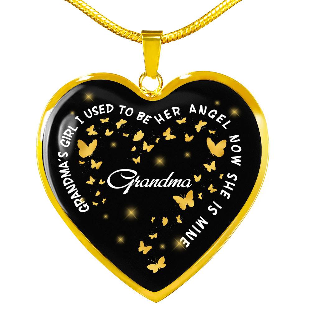 Grandma's Girl I Used To Be Her Angel Now She Is Mine Heart Pendant Necklace - Loss of Grandmother Necklace - Heart Luxury Necklace (Gold Plated) Grandma's Girl I Used To Be Her Angel Now She Is Mine Heart Pendant Necklace - Loss of Grandmother Necklace - Heart Luxury Necklace (Gold Plated)