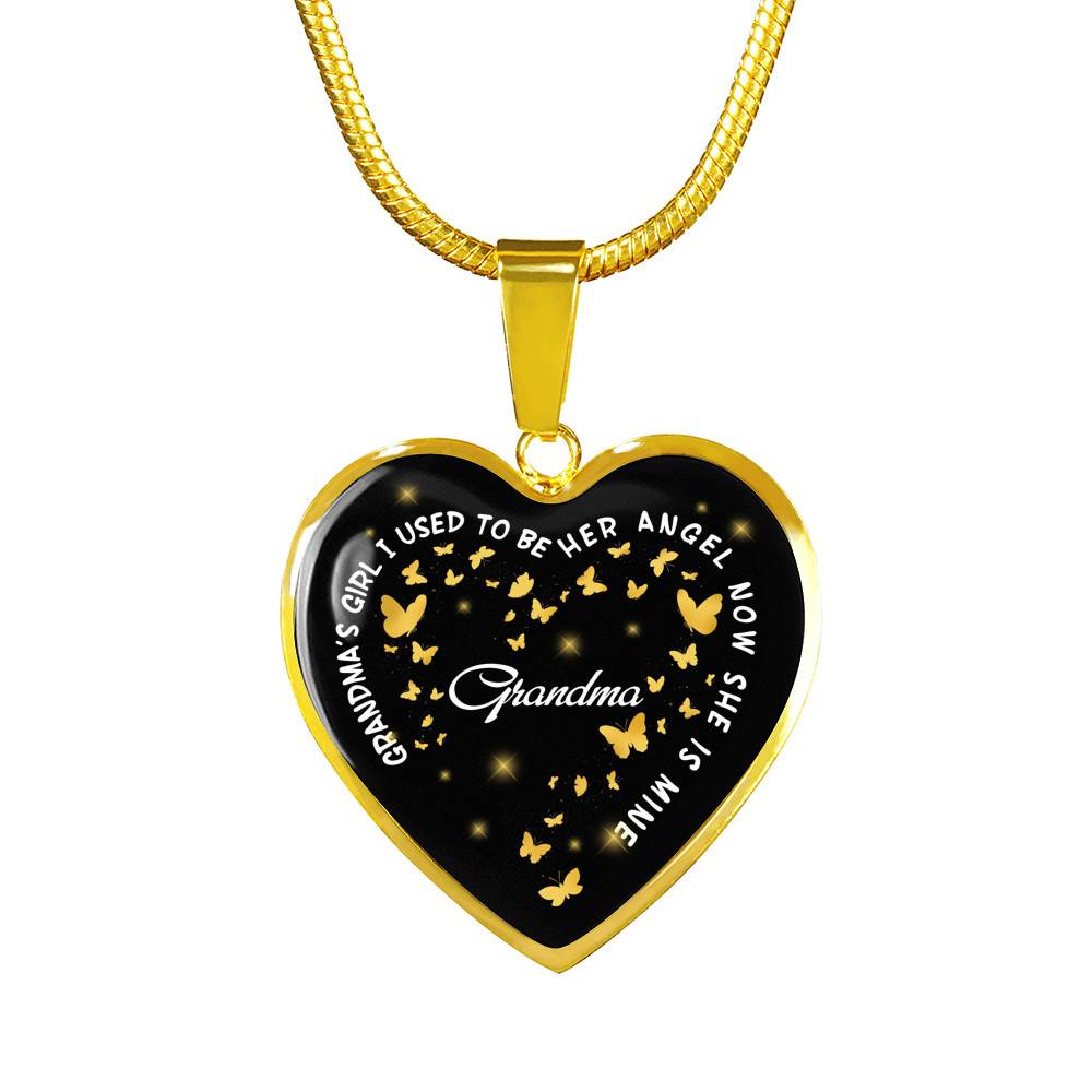 Grandma's Girl I Used To Be Her Angel Now She Is Mine Heart Pendant Necklace - Loss of Grandmother Necklace - Heart Luxury Necklace (Gold Plated) Grandma's Girl I Used To Be Her Angel Now She Is Mine Heart Pendant Necklace - Loss of Grandmother Necklace - Heart Luxury Necklace (Gold Plated)