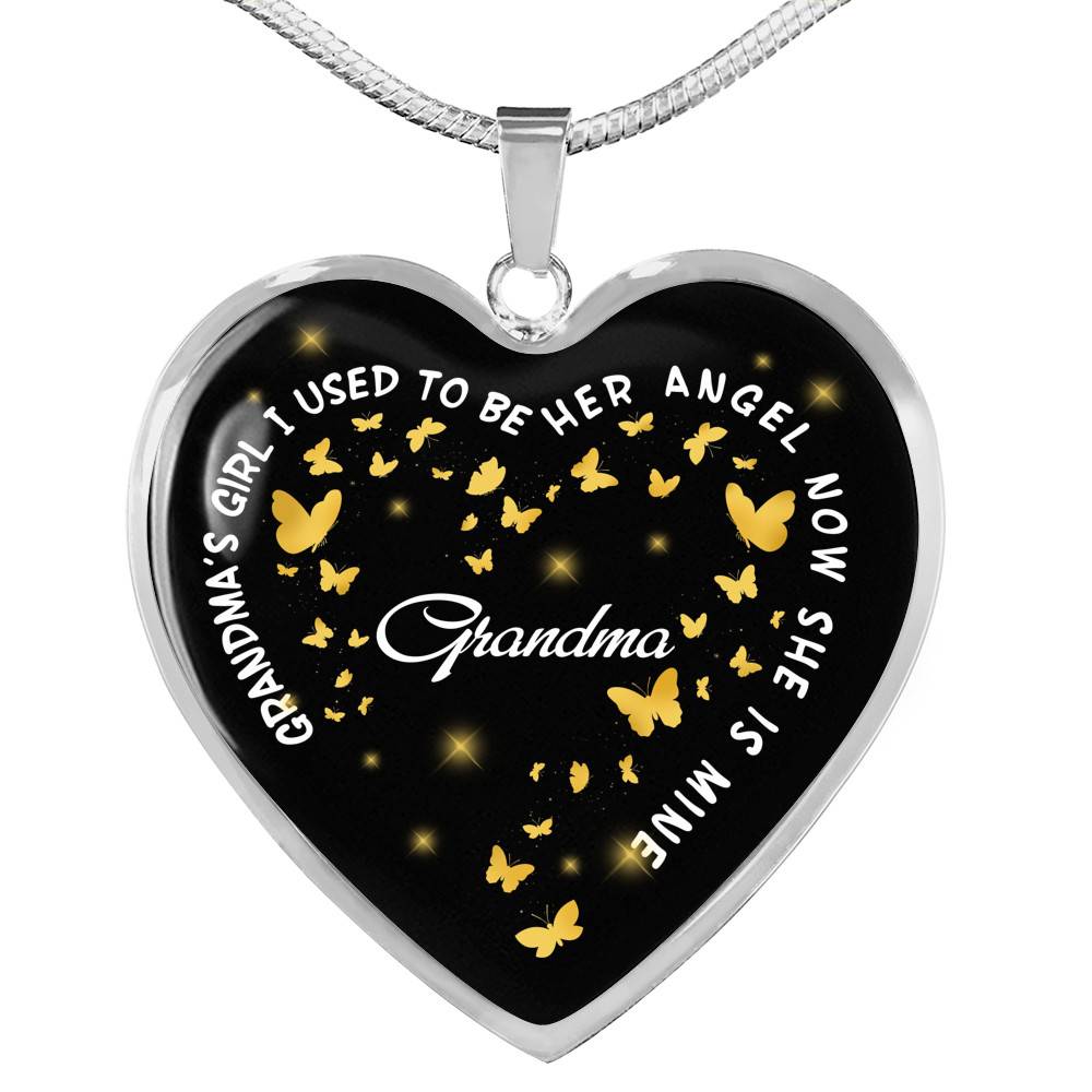 Grandma's Girl I Used To Be Her Angel Now She Is Mine Heart Pendant Necklace - Loss of Grandmother Necklace - Heart Luxury Necklace (Silver) Grandma's Girl I Used To Be Her Angel Now She Is Mine Heart Pendant Necklace - Loss of Grandmother Necklace - Heart Luxury Necklace (Silver)