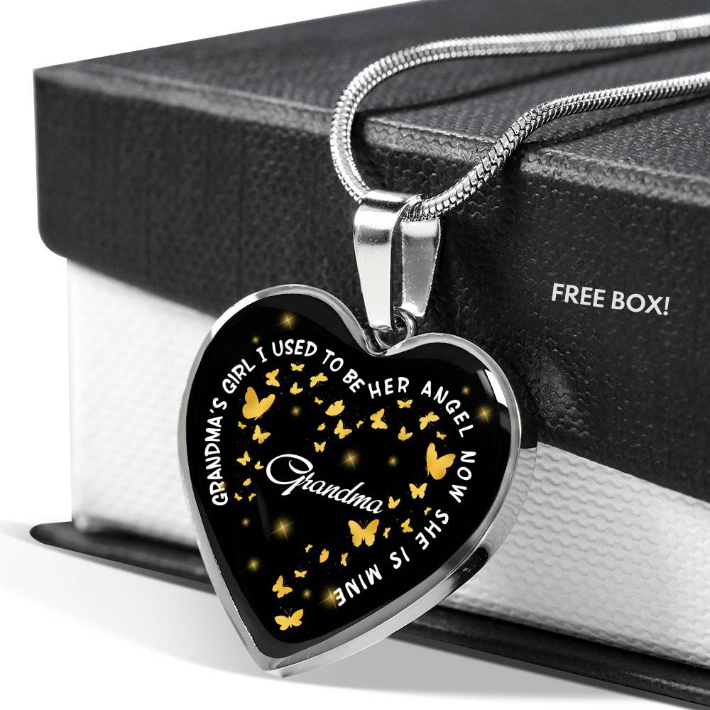 Grandma's Girl I Used To Be Her Angel Now She Is Mine Heart Pendant Necklace - Loss of Grandmother Necklace - Heart Luxury Necklace (Silver) Grandma's Girl I Used To Be Her Angel Now She Is Mine Heart Pendant Necklace - Loss of Grandmother Necklace - Heart Luxury Necklace (Silver)