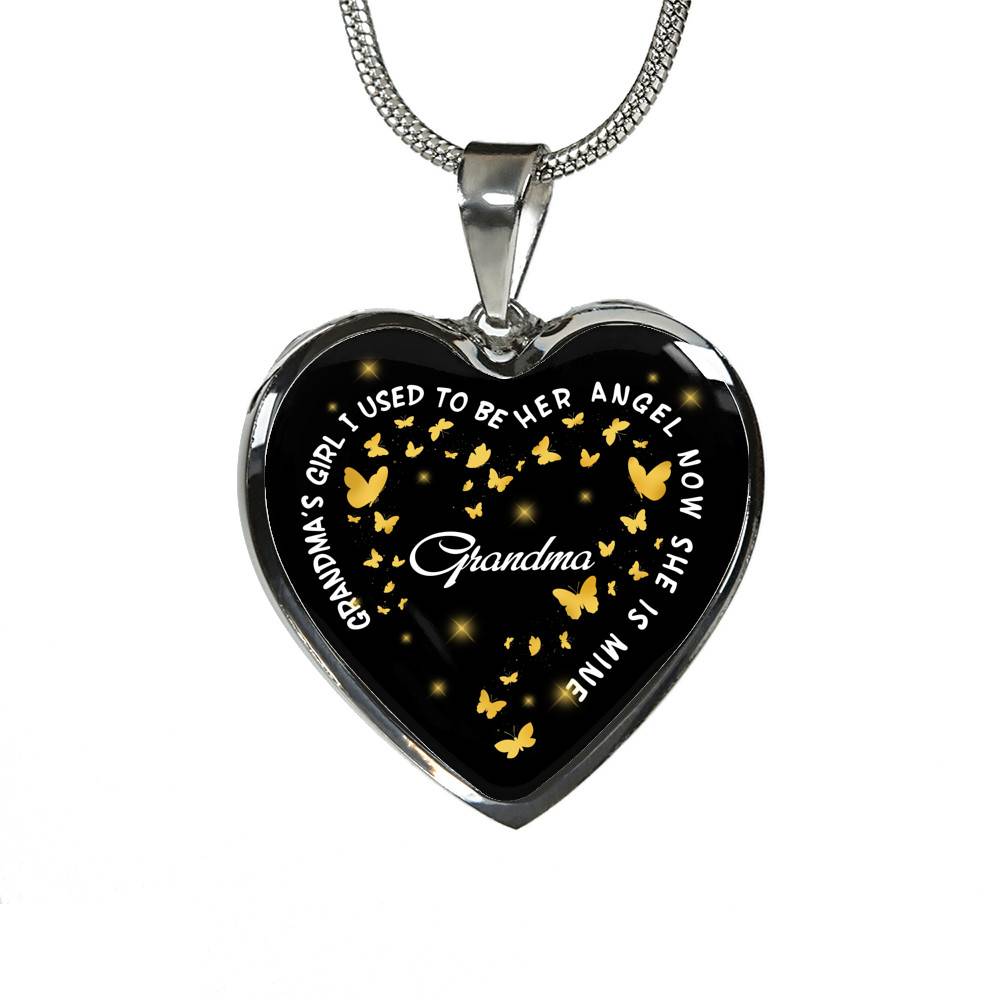 Grandma's Girl I Used To Be Her Angel Now She Is Mine Heart Pendant Necklace - Loss of Grandmother Necklace - Heart Luxury Necklace (Silver) Grandma's Girl I Used To Be Her Angel Now She Is Mine Heart Pendant Necklace - Loss of Grandmother Necklace - Heart Luxury Necklace (Silver)