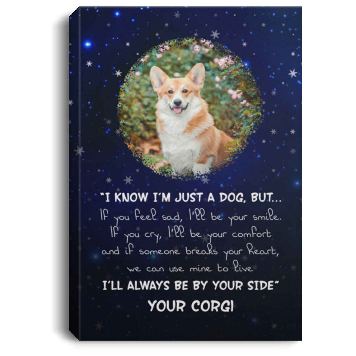 Personalized Photo I Know I'm Just A Dog But If You Feel Sad I'll Be Your Smile Framed Canvas - Unframed Poster, White, 0.75'' Framed Canvas