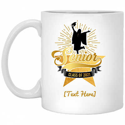 Personalized Senior Class of 2021 Musical Graduation Ceramic Coffee Mug - Beer Stein - Water Bottle - Color Changing Mug, White, 11 oz. White Mug