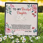4VT. To My Beautiful Daughter If I Could Infinity Heart Necklace (Silver) 7