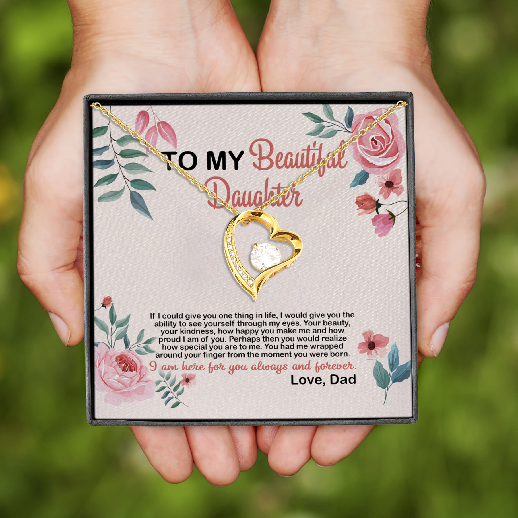 4VT. To My Beautiful Daughter If I Could Forever Love Necklace (Gold)