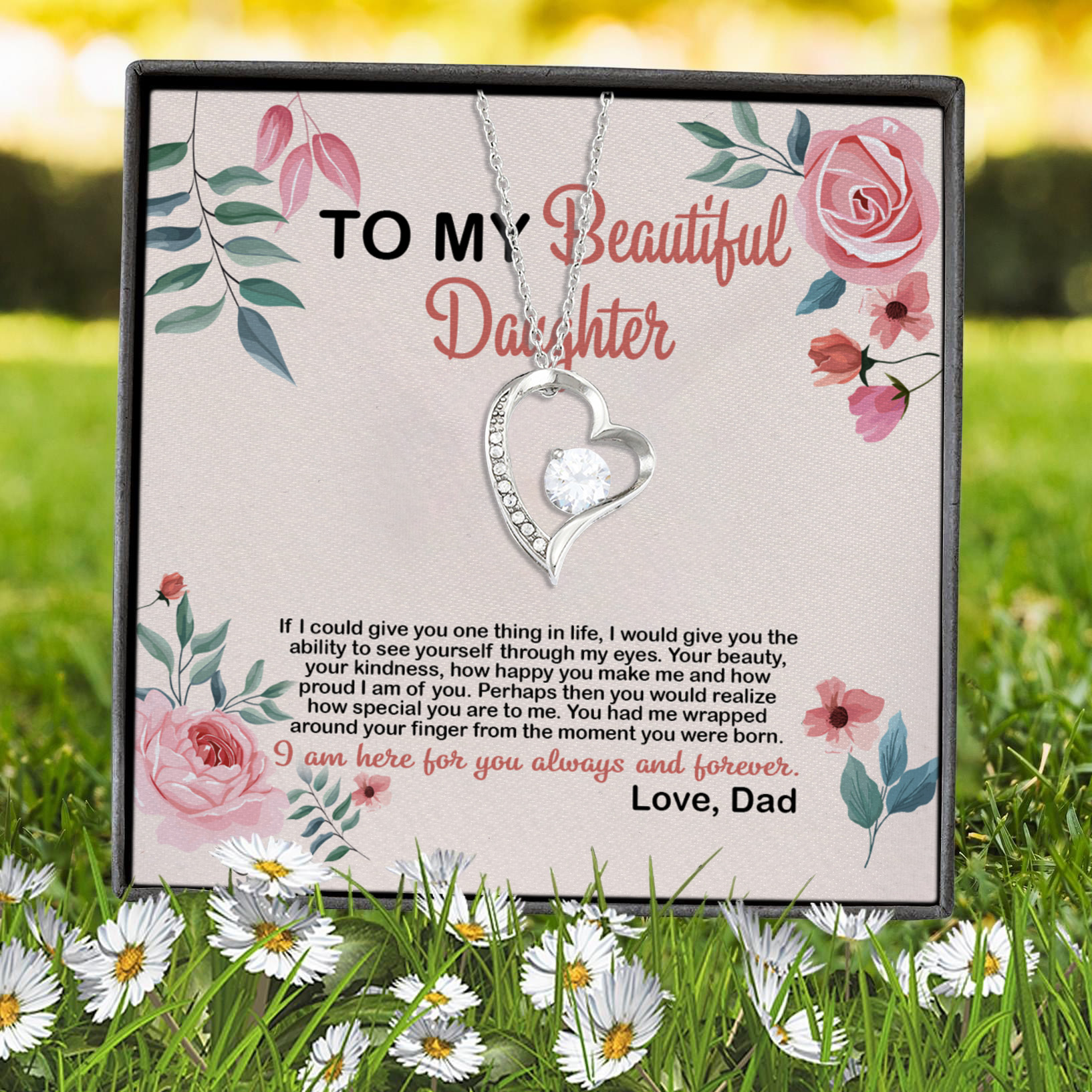 4VT. To My Beautiful Daughter If I Could Forever Love Necklace (Silver) 7