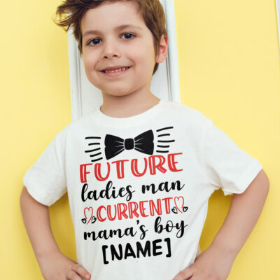 Alternative view of Personalized Future Ladies Man Current Mama's Boy Baby Boy Valentine Outfit Youth Tee