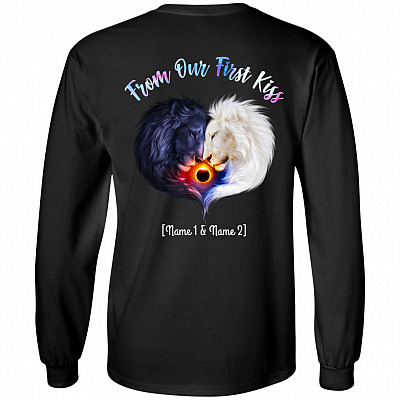 Personalized From Our First Kiss Print On Back Only Hoodie - Long Sleeve - Till Our Last Breath Matching Shirt, Black, Long Sleeve