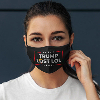 Alternative view of Trump Lost LOL Washable Reusable Custom Printed Cloth Face Mask Cover - Anti Trump Face Mask