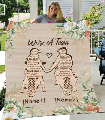 Alternative view of Personalized Biker Couple We're A Team Whatever You Lack I Got You Fleece Blanket - Mink Sherpa Blanket