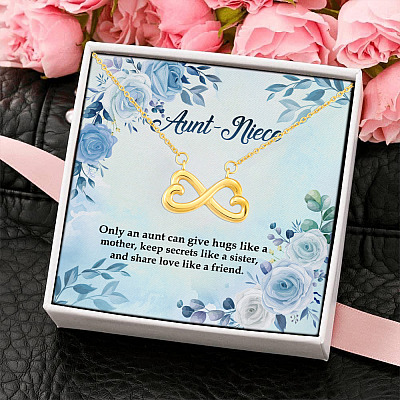 Alternative view of Aunt Niece Only An Aunt Can Give Hugs Like A Mother And Share Love Like A Friend Infinity Heart Pendant Necklace