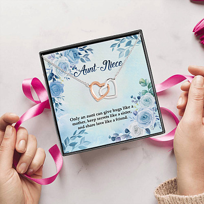 Aunt Niece Only An Aunt Can Give Hugs Like A Mother And Share Love Like A Friend Interlocking Hearts Pendant Necklace