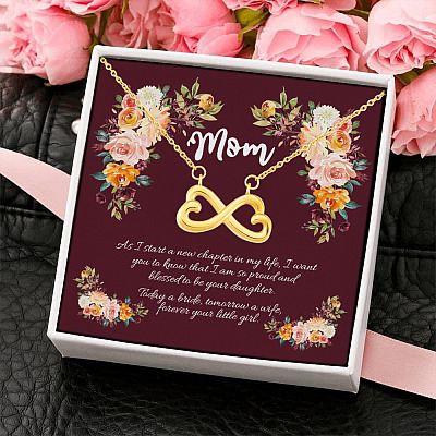 Alternative view of To My Mom Today A Bride Tomorrow A Wife Forever Your Little Girl Infinity Heart Pendant Necklace