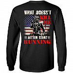 What Doesn't Kill Me Better Start Running Veteran Plain Front - Print On Back Only Hoodie - Long Sleeve, Black, Long Sleeve