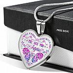 Purple Butterfly I Will Carry You With Me Til I See You Again Heart Pendant Necklace - Heart Luxury Necklace (Silver)