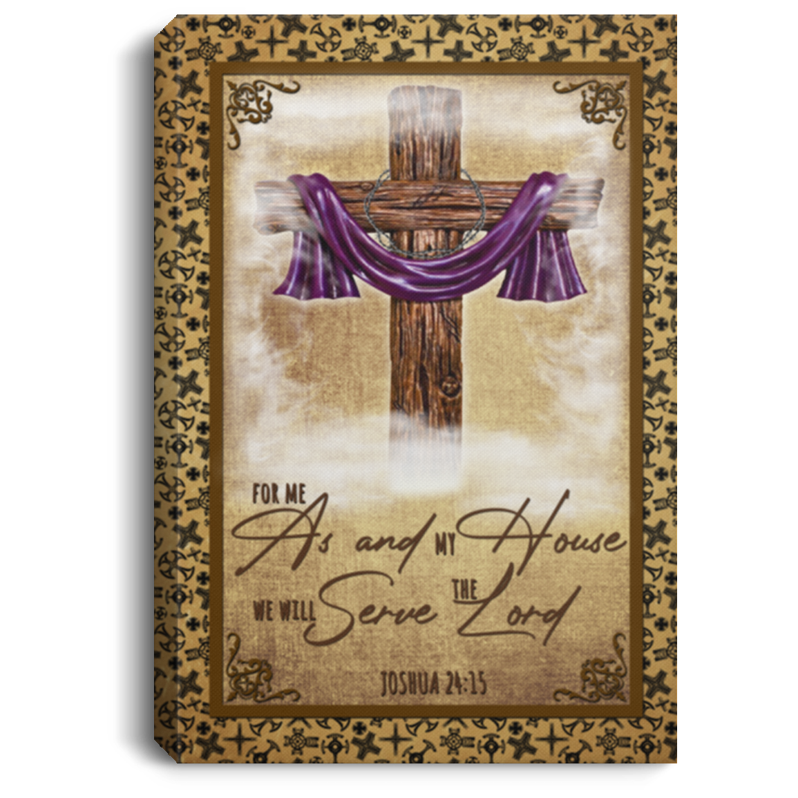 For Me As And My House We Will Serve The Lord Framed Canvas - Unframed Poster - Book of Joshua Wall Art, White, 0.75'' Framed Canvas