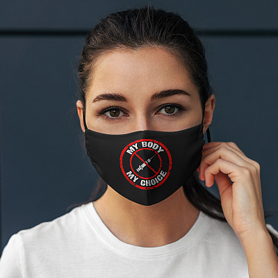 Alternative view of My Body My Choice No Forced Vaccines Anti-Vax Washable Reusable Custom Printed Cloth Face Mask Cover