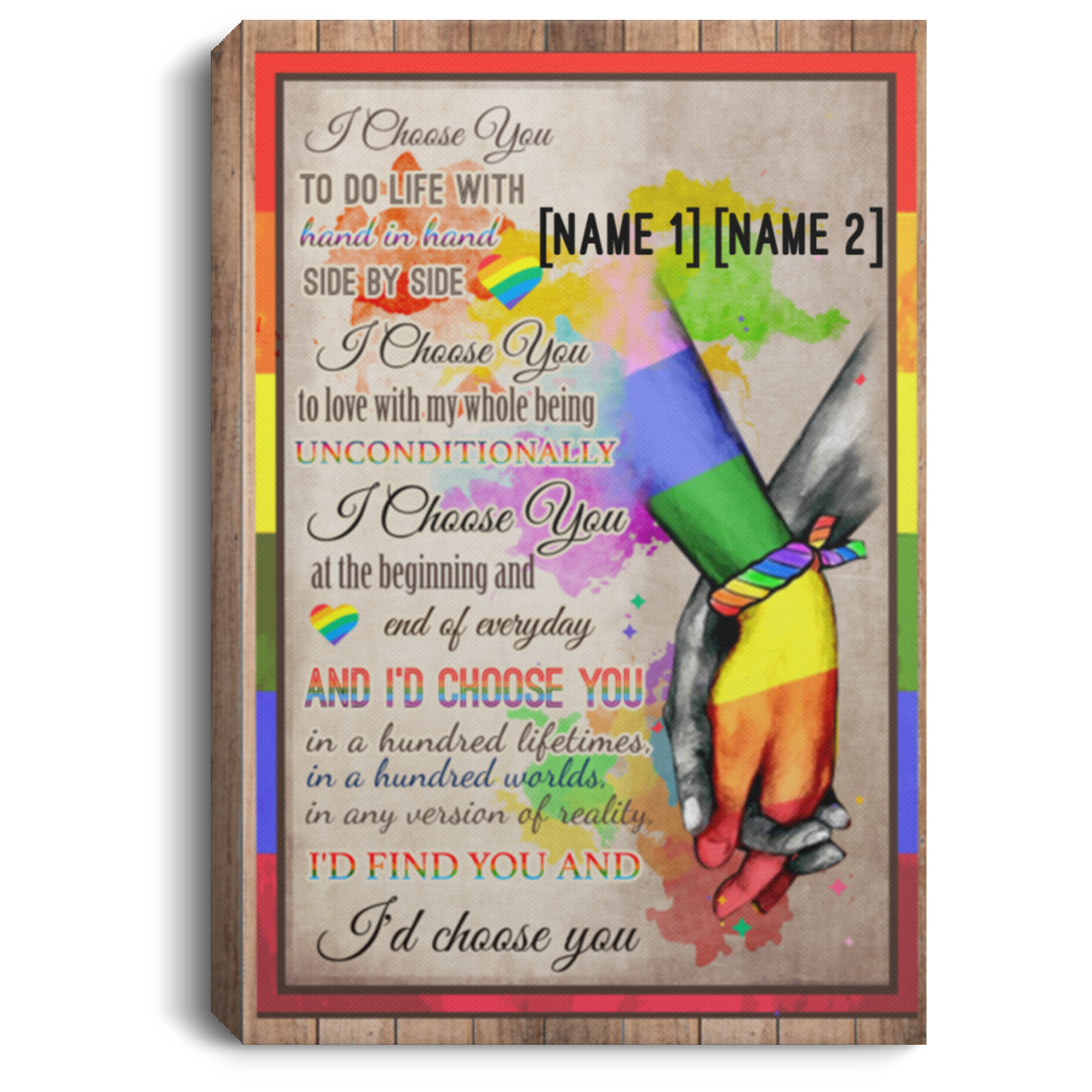 Personalized I Choose You to Do Life with LGBT Wrapped Framed Canvas Prints - Unframed Poster - Home Decor Wall Art, White, 0.75'' Framed Canvas Personalized I Choose You to Do Life with LGBT Wrapped Framed Canvas Prints - Unframed Poster - Home Decor Wall Art, White, 0.75'' Framed Canvas