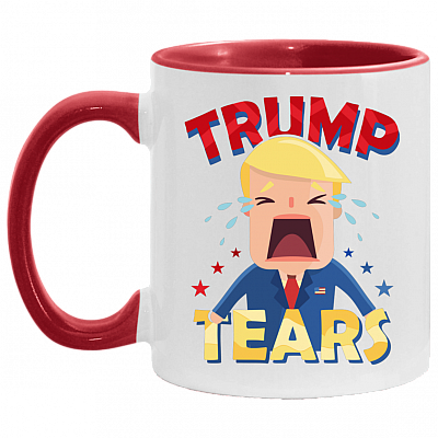 Trump Tears Funny Trump Lost Biden Won 2021 Presidential Election Accent Mug, White/Red, 11 oz. Accent Mug
