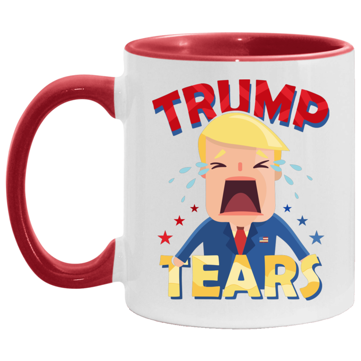 Trump Tears Funny Trump Lost Biden Won 2021 Presidential Election Accent Mug, White/Red, 11 oz. Accent Mug