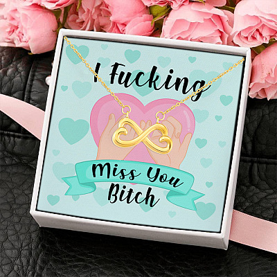 Alternative view of I Fucking Miss You Bitch Gift for Best Friend Infinity Heart Pendant Necklace