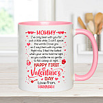1VT. Mommy I've Only Been Happy Valentine Accent Mug - Mk2 -SF Wonder Comic - ff344d