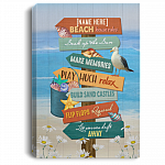 Personalized Beach House Sign Beach House Rules Soak up The Sun Make Memories Framed Canvas - Unframed Poster, White, 0.75'' Framed Canvas