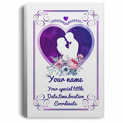 Personalized Star Constellation Gallery Wrapped Framed Canvas Prints-Unframed Poster-Home Decor Wall Art, White, 0.75'' Framed Canvas