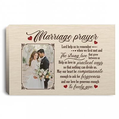 Personalized Marriage Prayer Wrapped Framed Canvas Prints - Unframed Poster - Home Decor Wall Art, White, 0.75'' Framed Canvas