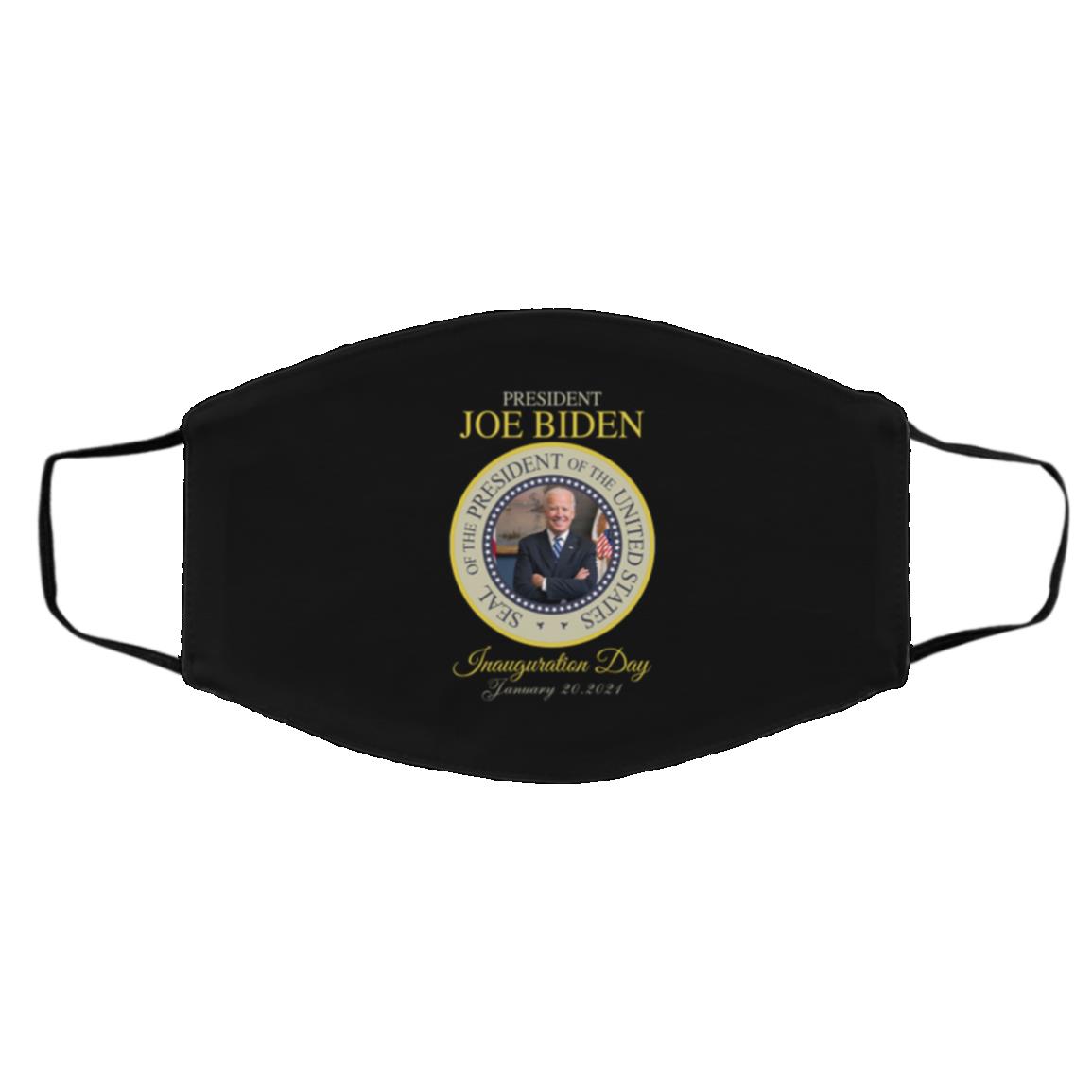 Joe Biden Day (black bg), Black, Cloth Face Cover – Medium/Large