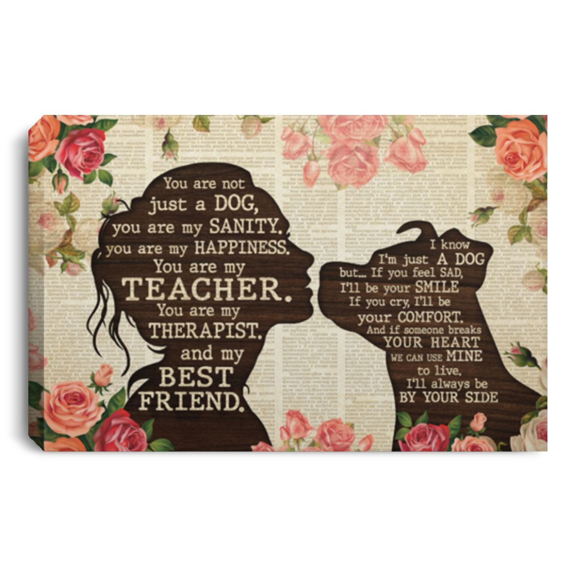 Pitbull You Are Not Just A Dog You Are My Sanity Gallery Wrapped Framed Canvas Prints - Unframed Poster, White, 0.75'' Framed Canvas
