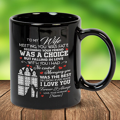 Alternative view of Personalized To My Wife Meeting You Was Fate Becoming Your Friend Was A Choice Ceramic Coffee Mug - Beer Stein