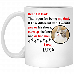 Personalized Custom Photo Cat Dad Thanks For Being My Dad With Picture Ceramic Coffee Mug - Gift For Cat Lover, White, 11 oz. White Mug Personalized Custom Photo Cat Dad Thanks For Being My Dad With Picture Ceramic Coffee Mug - Gift For Cat Lover, White, 11 oz. White Mug