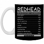 Redhead Nutrition Facts Ceramic Coffee Mug, Black, 11 oz. White Mug