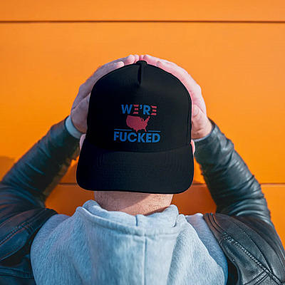 Alternative view of Biden Harris We're Fucked Anti Biden Harris Twill Cap - Snapback Hat - Trump Election Fraud Hat