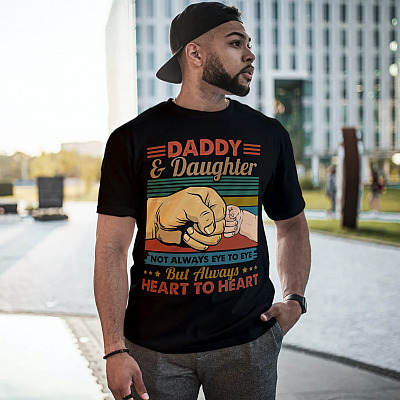 Alternative view of Vintage Daddy And Daughter Not Always Eye To Eye But Always Heart To Heart T-shirt - Father Daughter Shirt