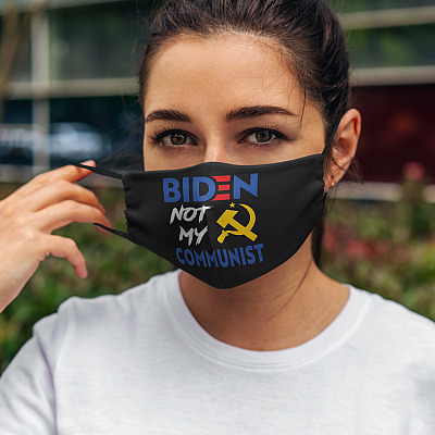 Alternative view of No Joe Biden Not My President Communist Symbol Pro Trump Washable Reusable Face Mask
