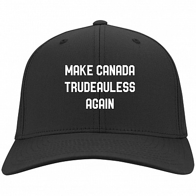 Make Canada Trudeauless Again Funny Twill Cap - High-Profile Snapback Hat - Trucker Hat - Beanie - Knit Cap, Black, Twill Cap