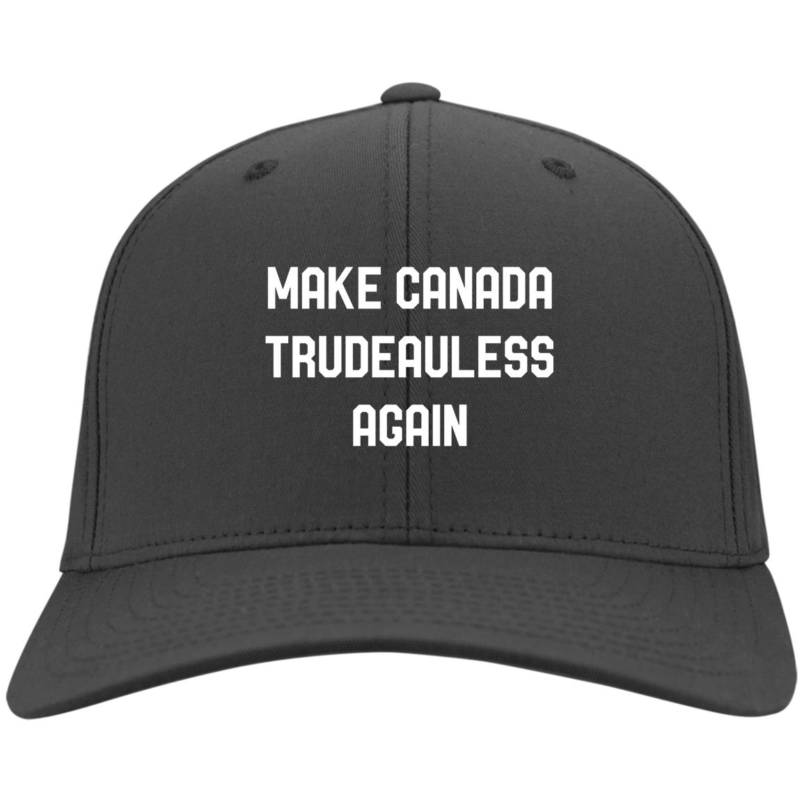 Make Canada Trudeauless Again Funny Twill Cap - High-Profile Snapback Hat - Trucker Hat - Beanie - Knit Cap, Charcoal, Twill Cap