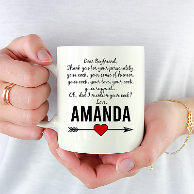 Alternative view of Personalized Boyfriend Thank You for Your Personality Your Cock Coffee Mug-Beer Stein-Water Bottle-Color Changing Mug
