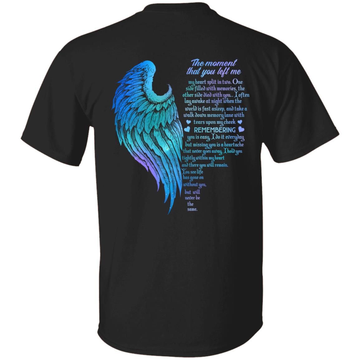 Blue Wings The Moment That You Left Me Print On Back Only - Plain Front T-Shirt, Black, Unisex T-Shirt Blue Wings The Moment That You Left Me Print On Back Only - Plain Front T-Shirt, Black, Unisex T-Shirt