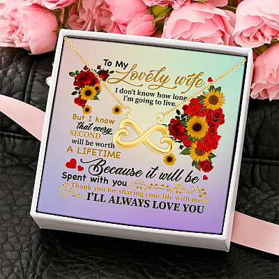 To My Lovely Wife Thank You for Sharing Your Life with Me I Will Always Love You Infinity Heart Pendant Necklace