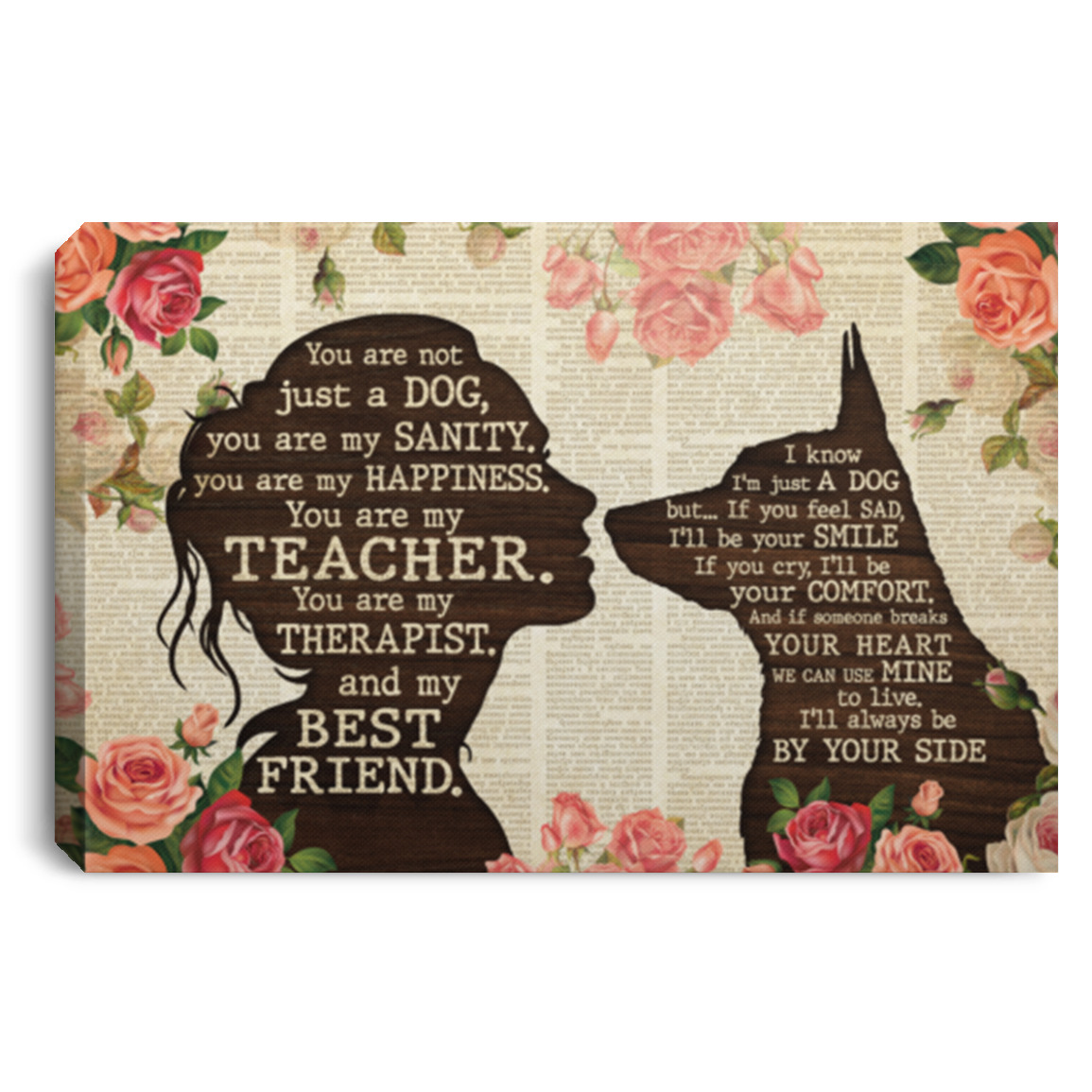 German Shepherd You Are Not Just A Dog You Are My Sanity Wrapped Framed Canvas Prints - Unframed Poster, White, 0.75'' Framed Canvas