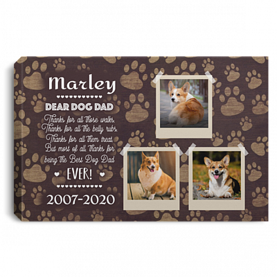 Custom Photo Dog Dad Memorial Gallery Wrapped Framed Canvas Prints - Unframed Poster - Home Decor Wall Art, White, 0.75'' Framed Canvas